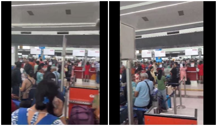The videos from the Delhi airport showed huge lines before counters